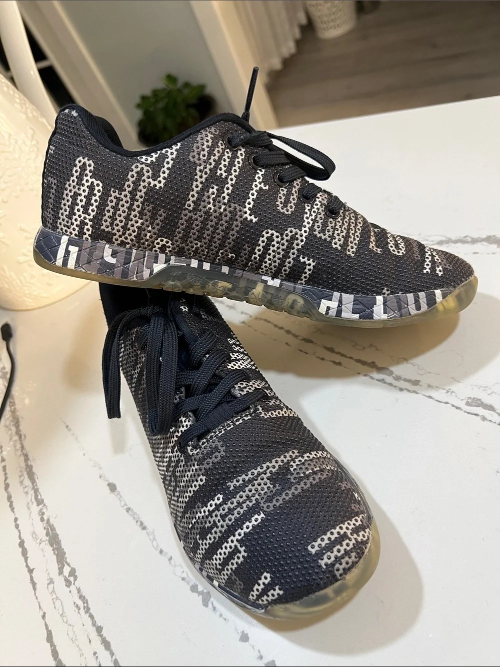 NOBULL Black and White Knit Training Shoes size W9